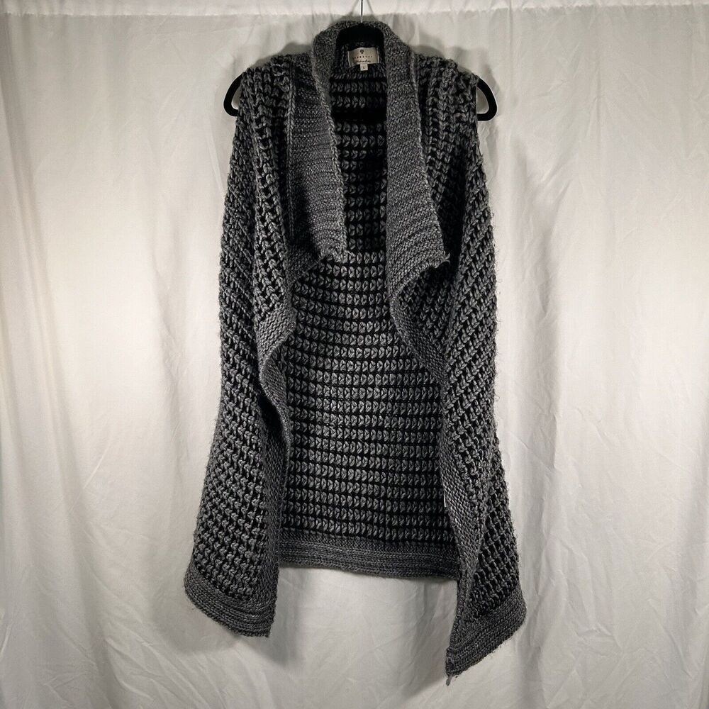 Berretti Cardigan Women's Large Grey Knit Sleeveless Wool Blend Open Front